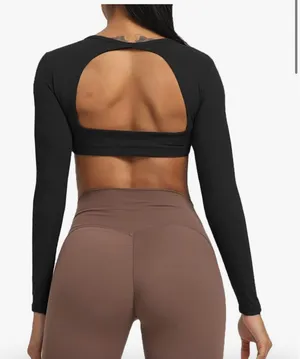 Backless Workout Cropped T Shirt Top Black Size XS thumbnail 2