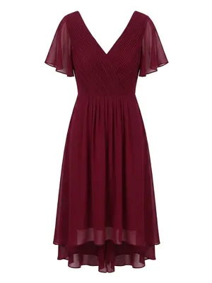 Ever Pretty Burgundy High-Low V-Neck Chiffon Dress thumbnail 2