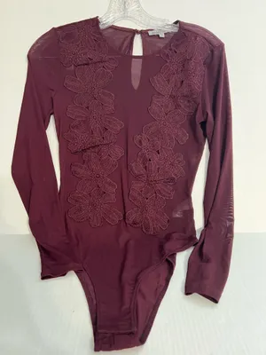 Charlotte Russe Sheer Deep Red Long Sleeve Top thumbnail 1