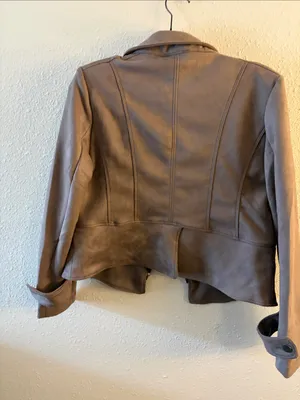 Tahari Taupe Suede-Look Women's Jacket thumbnail 3