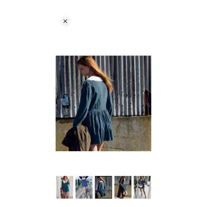 Zara Bib Oversized Collar Blue Mini Dress Cottage Core Preppy Size Medium thumbnail 3