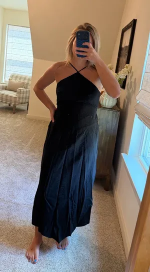 American Eagle Black Halter Maxi Dress thumbnail 1