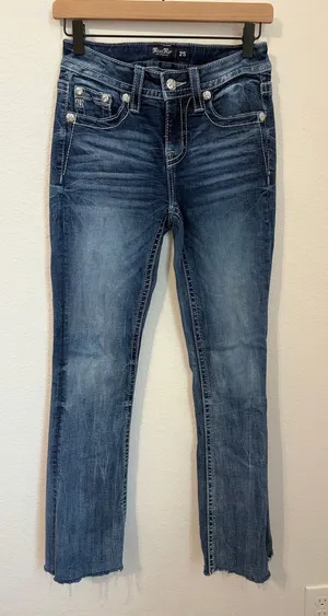 Miss Me Bootcut Jeans Size 25 Mid Rise Boot Western Denim Embellished Pocket Y2K thumbnail 1
