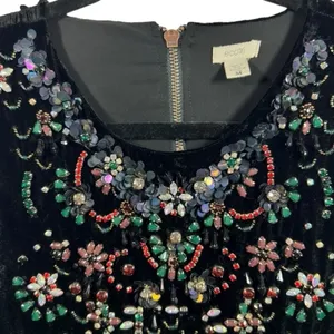 NWT Urban Outfitters Ecote Jasmina Velvet Embellished Shift Dress Black Size Med thumbnail 7