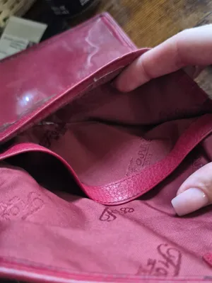 Vintage Red Leather Fossil trifold wallet thumbnail 5