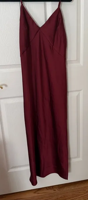 Women's Burgundy Slip Dress - Elegant V-Neck Maxi a new day small thumbnail 1