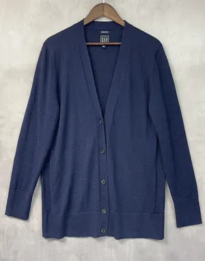 GAP Womens Merino Wool Cardigan Sweater Size XL Tall Academia Preppy Layer thumbnail 1