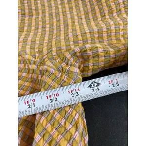 Free EST Free People Boho Mustard Plaid Blouse Peasant Top Balloon Sleeve Tie thumbnail 11