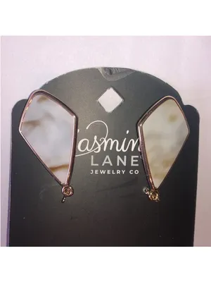 Jasmine Lane Marbled Gold Tone and Cream Dangle Drop Boho Earrings thumbnail 5