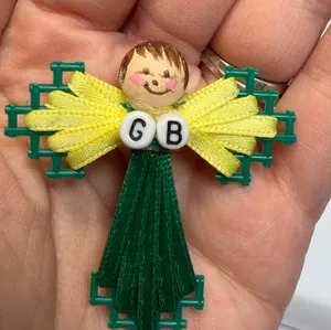 Vintage Handmade Green Bay Packers Angel Brooch Pin Plastic Canvas Folk Art thumbnail 1