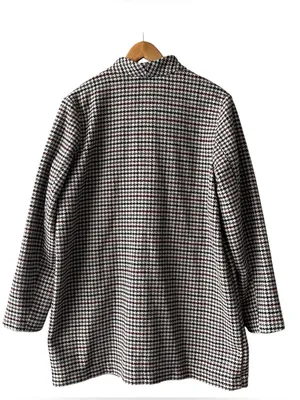 Old Navy Textured Houndstooth Mid Length Button Front Coat Large thumbnail 4
