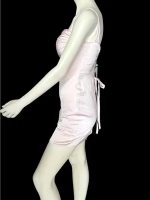 Satin Square Neckline Mini Dress Pink Size 4 NWT thumbnail 2