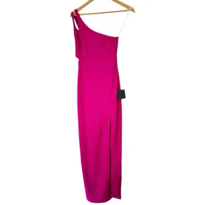NWT Lulus Simply Beautiful Fuchsia One-Shoulder Cutout Maxi Dress Size XS thumbnail 4