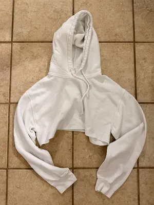 Gildan White Cropped Hoodie thumbnail 1