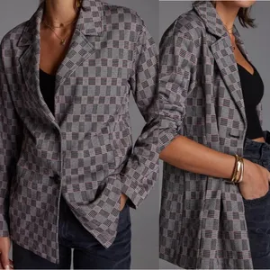 Anthropologie Avec Les Filles Plaid Oversized Long Two Button‎ Blazer Jacket S thumbnail 2