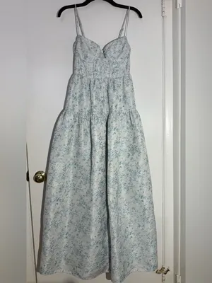 Maison Amory Sky Blue Floral Strapless Sweetheart The Windsor Maxi Dress thumbnail 8