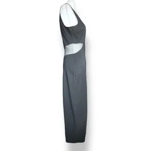 Vintage Black Mesh Cutout Maxi Dress Sleeveless Bodycon Column Gown Minimalist‎ thumbnail 6