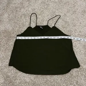 Brandy Melville Olive Green Solid V-Neck Spaghetti Strap Cami Tank Top S thumbnail 4