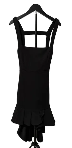 Selfie Leslie Womens Black High Low Ruffle Open Back Cocktail Dress Size Medium thumbnail 1
