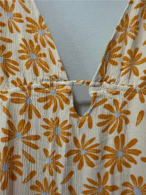 Love Tree Sleeveless Floral Midi Length Dress in White and Orange Size L thumbnail 4