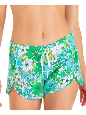 HURLEY AQUAS WILD BLOOM 2.5” BOARDSHORTS Women’s Floral Swim Short - Green Multi thumbnail 1