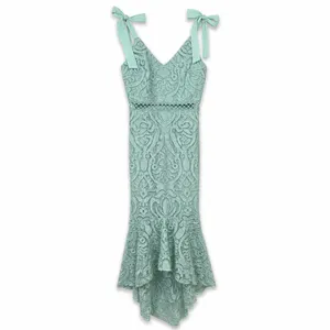 NEW Lulus Won Your Heart Sage Green Lace Tie-Strap High-Low Midi Dress Small thumbnail 6