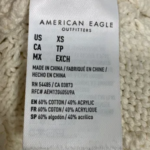 American Eagle Sweater Womens XS Cream Green Varsity Striped Cable Knit Crewneck thumbnail 6