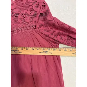 Free People FP One Golden Age Lace Long Sleeve Open Back Cotton Top Small thumbnail 7