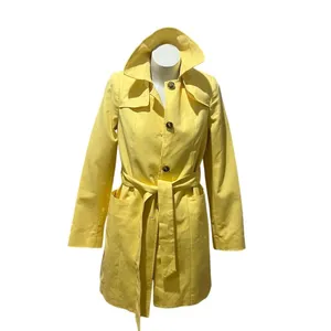 The Limited Women's XS Yellow Trench Coat Belted Hooded Long Jacket thumbnail 2