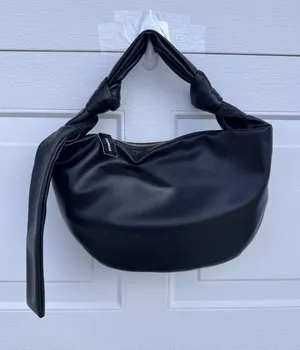 Express Black Knotted Handle Shoulder Bag for Women Zip Closure thumbnail 1
