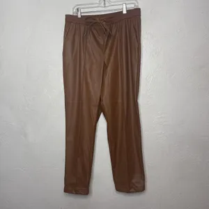 Nine West Brown Faux Leather Pull On Pant Size Large New MSRP $54 thumbnail 2
