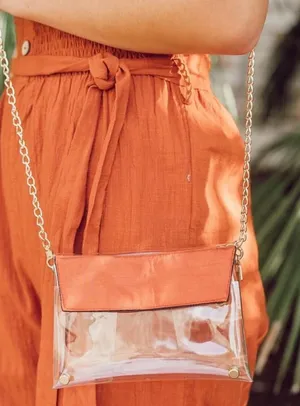 UT clear bag rust burnt football stadium approved Longhorns crossbody concert thumbnail 1