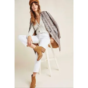 Blank NYC Python Print Faux Suede Longline Duster Coat Neutral Taupe Womens Sm thumbnail 2