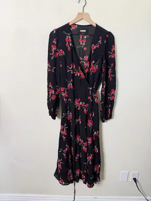 Reformation‎ Nicole Dress Floral Wrap Midi Womens Size M thumbnail 2