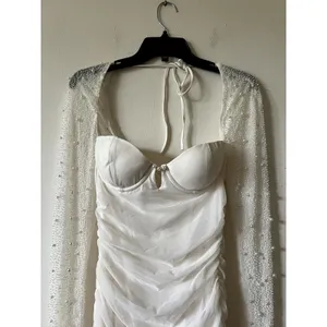 Oh Polly St Germain Embellished Long-Sleeve Mini Dress in Snow White size 4 New thumbnail 5