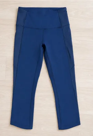 Lululemon Blue High Rise Cropped Leggings Stretchy Supportive Flatlock Yoga Gym thumbnail 1