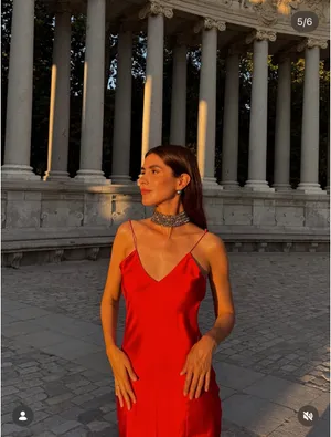 Zara nwt red maxi dress fitted bodycon satin effect party evening holiday gown thumbnail 4