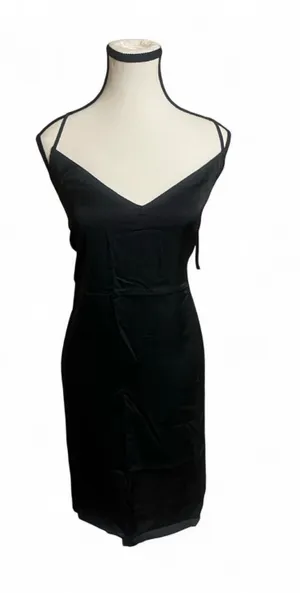 Miss to Mrs Dress Sz 3XL Black Slip Midi Dress with Spaghetti Straps Satin Feel thumbnail 1