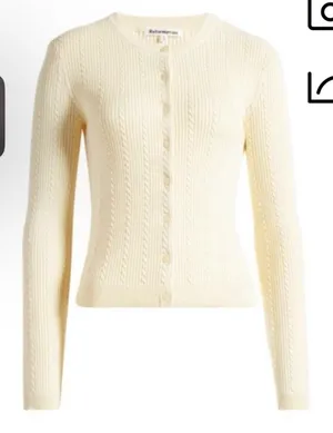 REFORMATION Natalie Cable Stich Cardigan Sweater In Lemon Icing XS NEW READ thumbnail 2