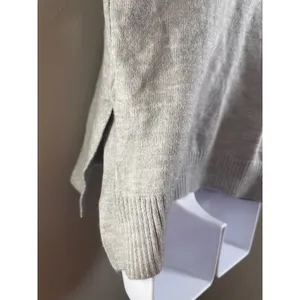 Banana Republic Gray Mock Neck Pullover Sweater Size L Heather Knit Side Slit‎ thumbnail 5