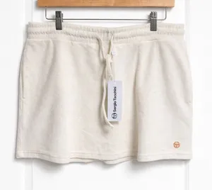 Sergio Tacchini Cream Terry Cloth‎ Mini Skirt Womens Medium Drawstring Waist NEW thumbnail 1