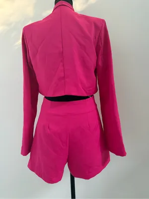 Lulus Ahead of the Trend Hot Pink Long Sleeve Blazer Romper thumbnail 5