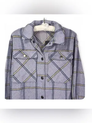 NWT Lulus Women’s Keep It Cool Blue Plaid Long Sleeve Shacket Jacket Size Small thumbnail 8