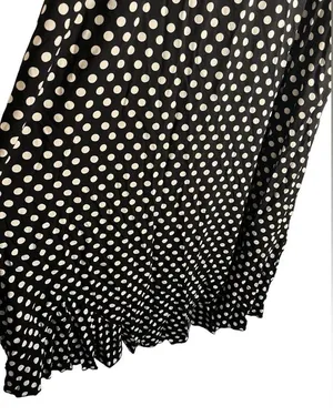 GRECERELLE Polka Dot High Low Faux Wrap Flowy High Low Maxi Dress Black White XL thumbnail 6