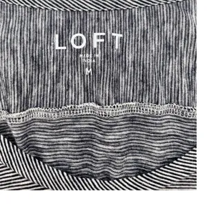 LOFT Striped Long Sleeve Tee Women Medium Blue White Cotton Slub‎ Knit thumbnail 5