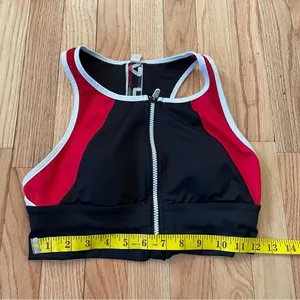 Fila Sports Bra Womens Small Black Red Logo Racerback Gym Workout Ladies thumbnail 4