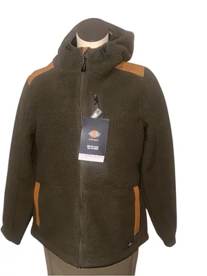 NWT Dickies Windproof High Pile Fleece Bonded Knit Jacket Moss Green Full Zip thumbnail 3