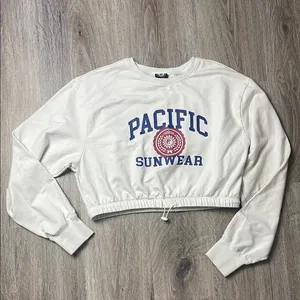 PacSun Pacific Sunwear White Cropped Sweatshirt thumbnail 1