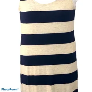 Anthropologie Thyme & Honey Blue Gray Striped Maxi Dress Sleeveless Size S thumbnail 4