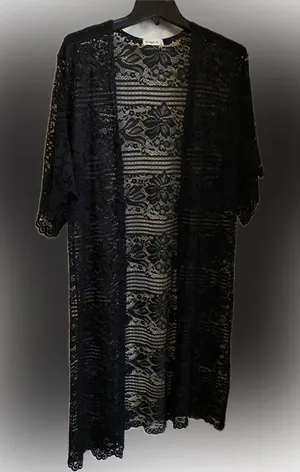 Black short sleeve Lace Cover up Size M thumbnail 1